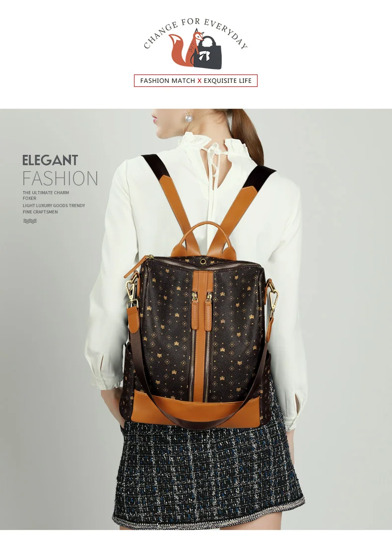 FOXER, дизайн, Ретро стиль, дорожная сумка, большая вместительность, женский рюкзак, ПВХ, женская классическая сумка для ноутбука, для путешествий, стильный рюкзак с тиснением