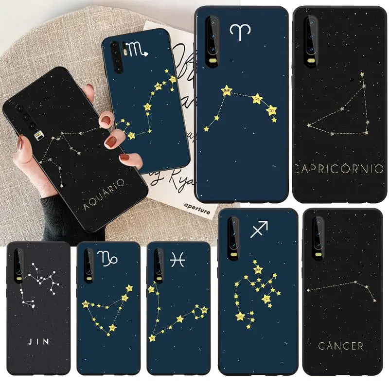 

PENGHUWAN 12 constellations zodiac signs Phone Case Cover for Huawei P30 P20 P10 P9 P8 Mate 20 10 Pro Lite