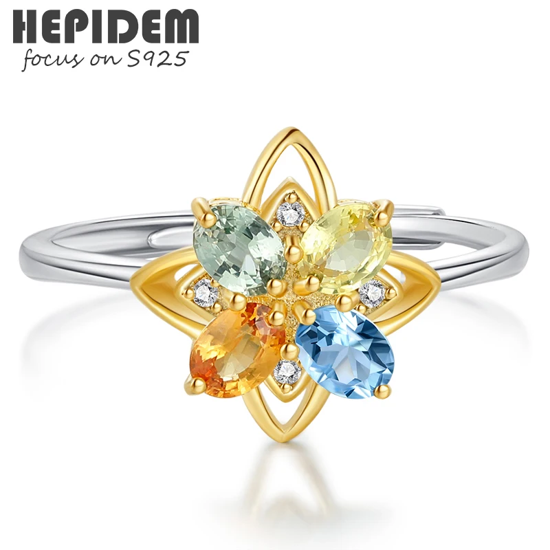 

HEPIDEM 100% Sapphire Rings for Women 925 Sterling Silver 2022 Trend Colourful Crystal Stone Gemstones S925 Fine Jewelry 3308