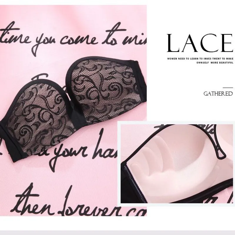 Женский игривый кружевной бюстгальтер без бретелек с чашкой 3/4 стальных колец |