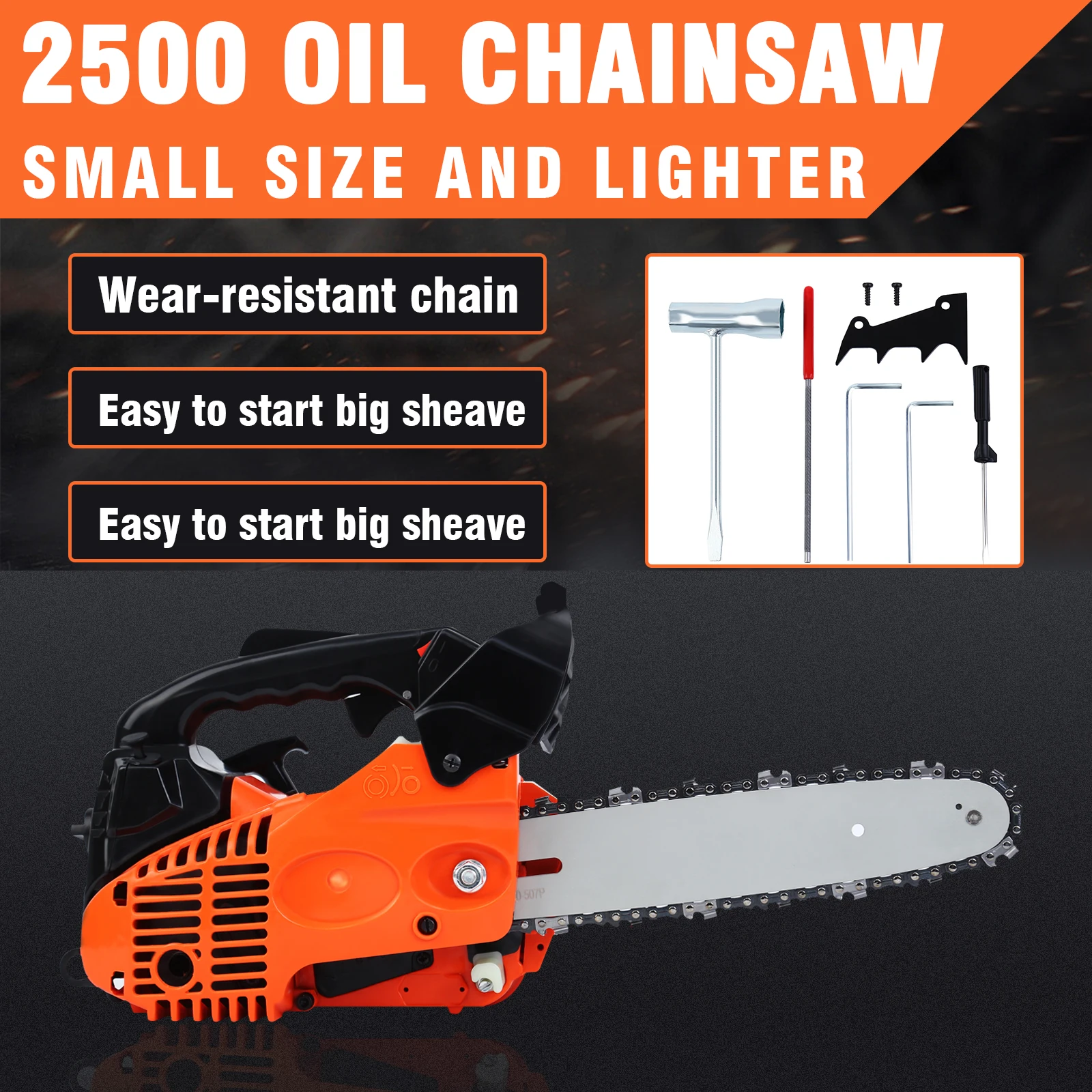 

25.4CC Gas Chainsaw Top Handle Gasoline Powered Chain Saw 2-Stroke 900W