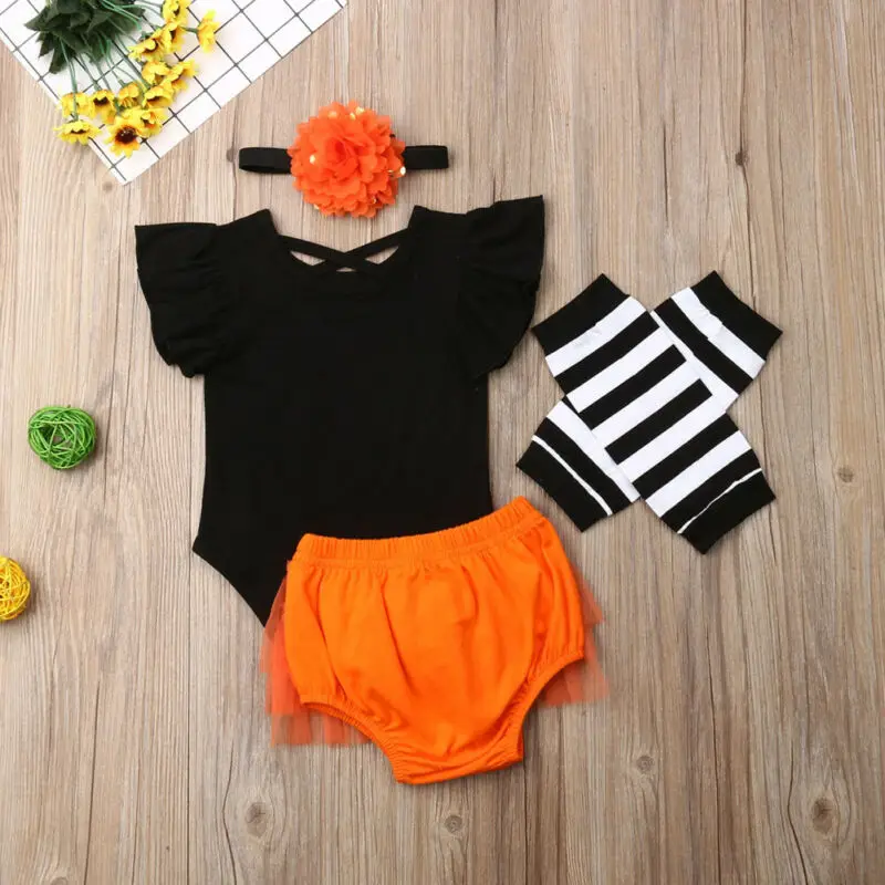 2019 летняя одежда для малышей боди на Хэллоуин новорожденных девочек топы + шорты