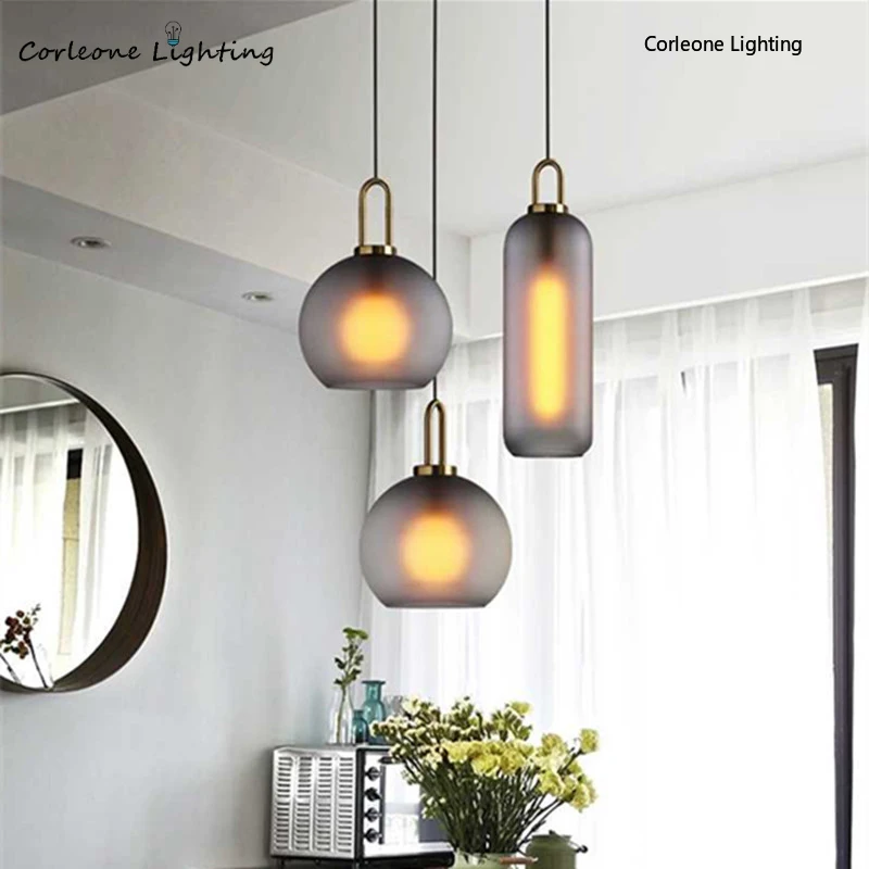 

Nordic Glass Ball Pendant Light Modern Matte Hanging Lamp Luminarie Living Room Dining Room Bedroom Lamp Home Deco Light Fixture