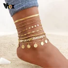 Ножные браслеты Vnox 123 шт.компл. золотого цвета, простые браслеты-цепочки для ног, ножки, пляжные ювелирные изделия, аксессуары для праздников