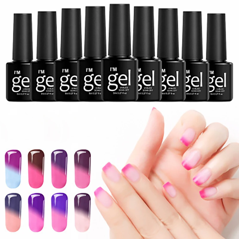 8 мл/бутылка температурный меняющий цвет Лак для ногтей УФ Гель лак