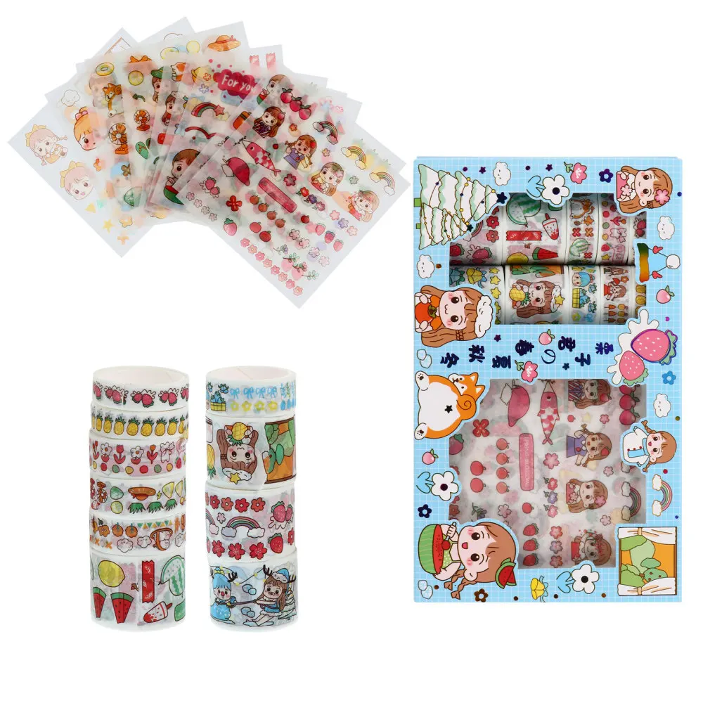 

1 Set Lovely Pattern Scrapbook Tapes Stickers Set Stationery Sticker Washi Tape