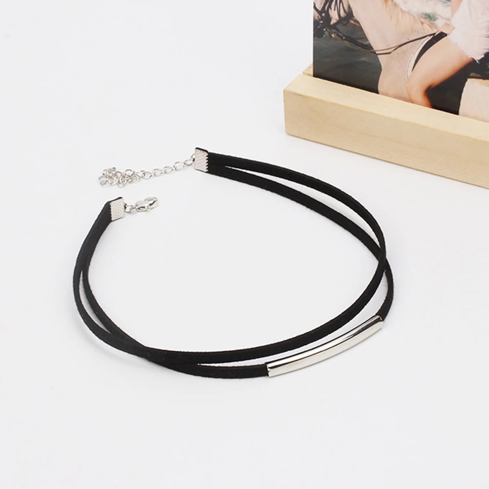 Multi-layer Korean Velvet Curved Necklace Collar Black Punk Gothic Women Arc Charm Short Choker Jewelry Gift | Украшения и