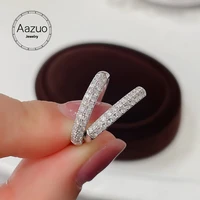 aazuo orignal 18k white gold rreal diamonds 0 38ct classic fairy double lines ring gift for woman engagement birthday