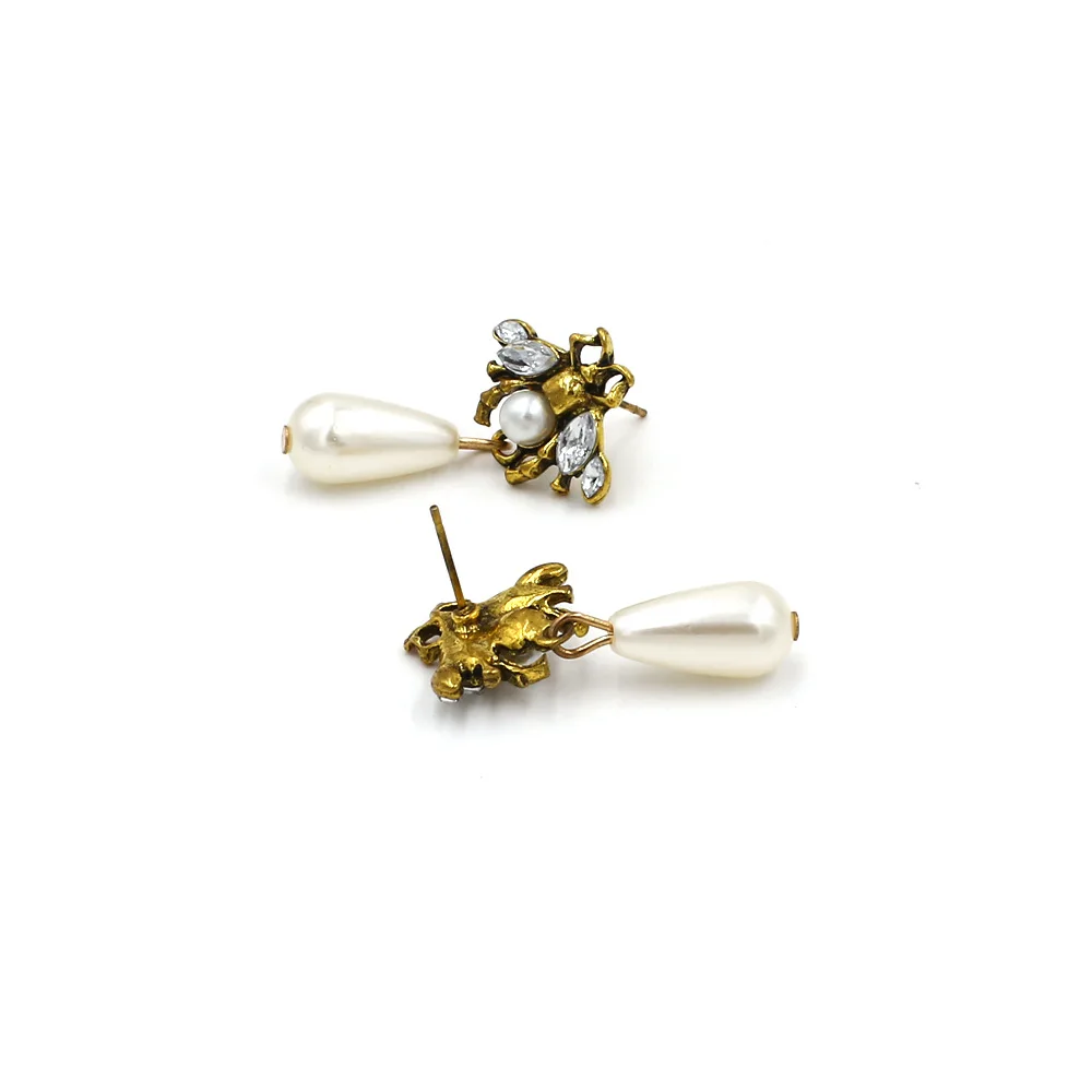 Модные Роскошные Имитация Жемчуга пчела Свадебные Висячие серьги для женщин