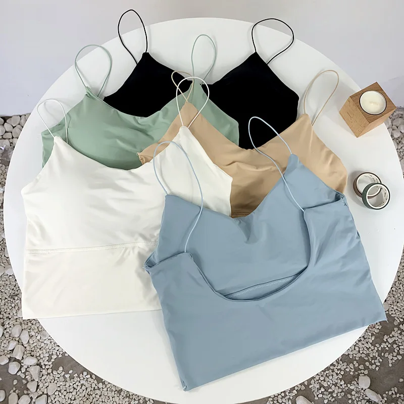 

Summer Ice Silk Push Up Bra Women Tube Top Female Seamless Brelette Top Sport Underwear Sleeveless Fashion Padded Beautiful Back