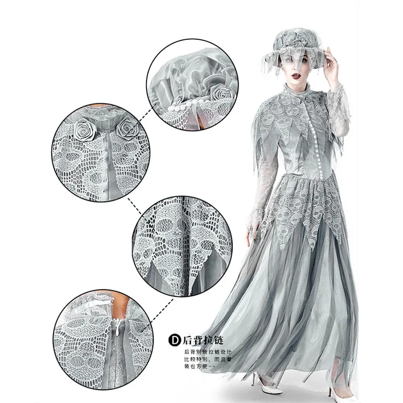 Женский костюм невесты на Хэллоуин с принтом черепа | Тематическая одежда и