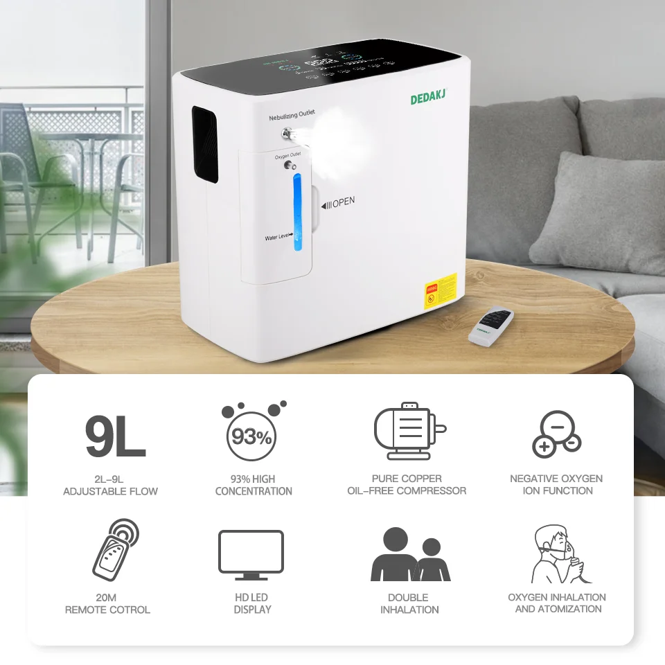 2021 Dedakj-2sw 2l-9l oxygen concentrator portable home care machine 90% high concentration generator atomizer | Бытовая техника