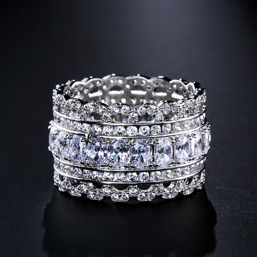 Kinel роскошное свадебное кольцо для невесты модный серебристый Овальный AAA фианит