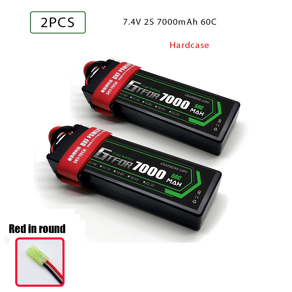 2PCS2S7000hardRed GTFDR Батарея Lipo 2S 4S 7,4 V 14,8 V 5200 7000mah 6500 45C 60C 100C MAX 200C Жесткий Чехол для 1:8 1:10 RC багги Truggy автомобиля - Цвет: 2PCS2S7000hardRed