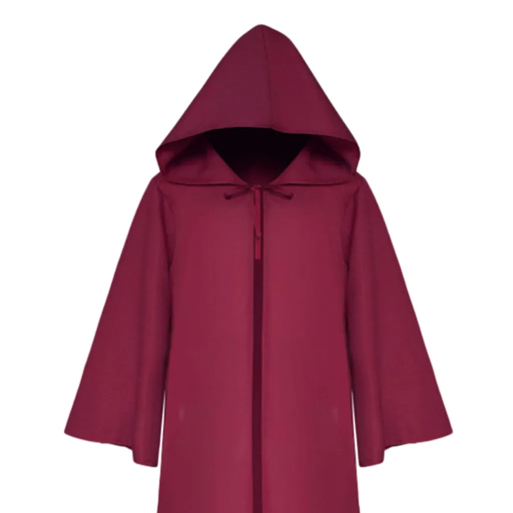 

S-2XL Plus Size Men's Women Vintage Halloween Shirt Coat Clothing Half Sleeve Solid Hooded Cosplay Outwear Bandage Cloak camisas