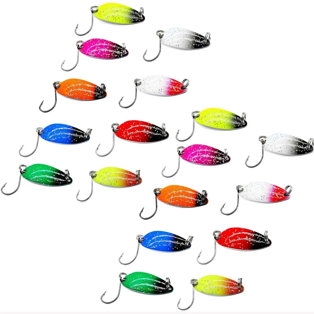 18 шт. приманка ЦВЕТАСТАЯ с одинарные крючки форель ложка комплект спин