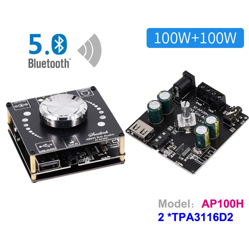 2*100 Вт TPA3116D2 Bluetooth 5 0 HiFi стерео аудио усилитель мощности 30 ~ 300 TPA3116 Класс D USB