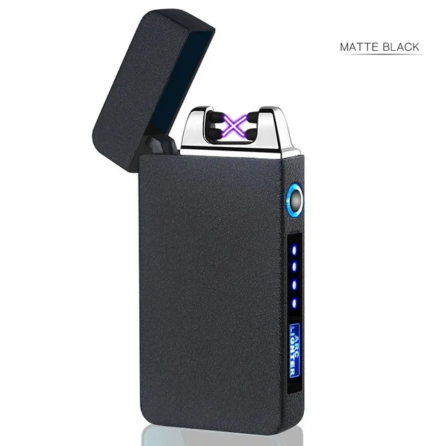 Frosted Black Забавная электронная USB Зажигалка, ветрозащитная зажигалка, плазменная дуговая зажигалка, зарядная зажигалка, аксессуары для курения, гаджеты для мужчин - Цвет: Frosted Black