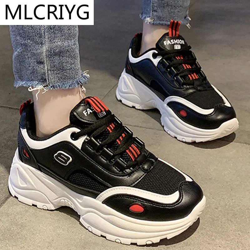 

Женские кроссовки на шнуровке, удобные дышащие повседневные Нескользящие кроссовки на платформе, сочетающиеся цвета, модель 2021 года