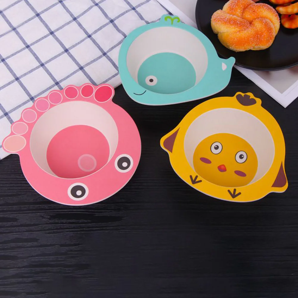 

Cartoon bowl Bamboo Fiber Dish Children Animal Creative Dinnerware Feeding Dishes Baby Plate Children Plate Kids Tableware