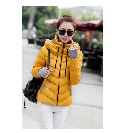 

Women's autumn and winter new Korean version of the hooded thick candy color Slim warm short cotton winter jacket short coat
