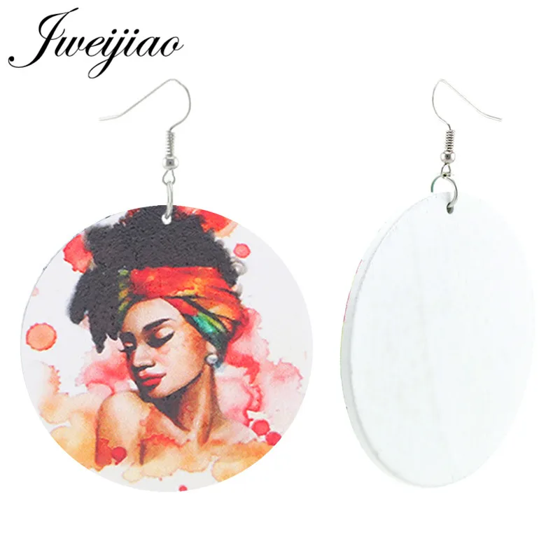 JWEIJIAO модные черные серьги для девушек афро под заказ деревянные серьги-подвески