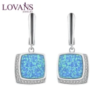 lovans 2021 925 sterling silver women earrings blue opal zircon drop long dangle earring for wedding gift