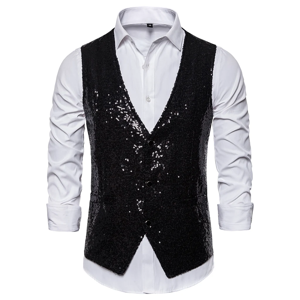 HEFLASHOR 2019 мужской модный блейзер с блестками жилет Gliter костюм Go сценическая одежда Блестящий