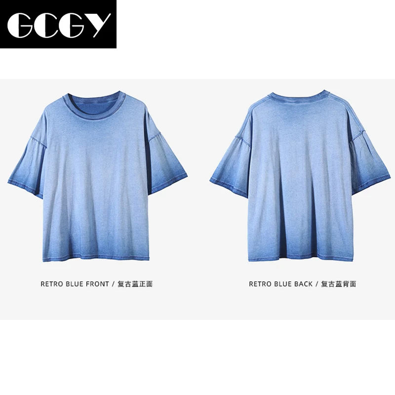

GCGY 2020 Summer O-Neck T-Shirts Men Solid Streetwear Mens Loose Casual Short Sleeve Tops Tees Male T Shirts Men Tie-dye Tops