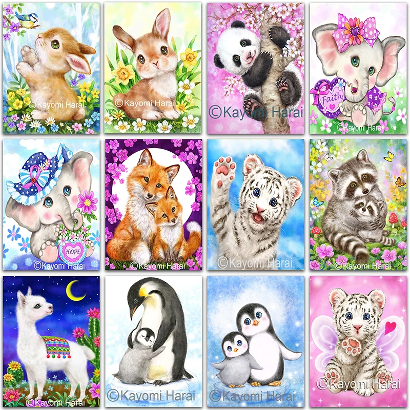 

Алмазная 5D картина «сделай сам», искусственная тигр, кролик, панда, полноразмерная и круглая мозаика, вышивка крестиком, картина для домашне...