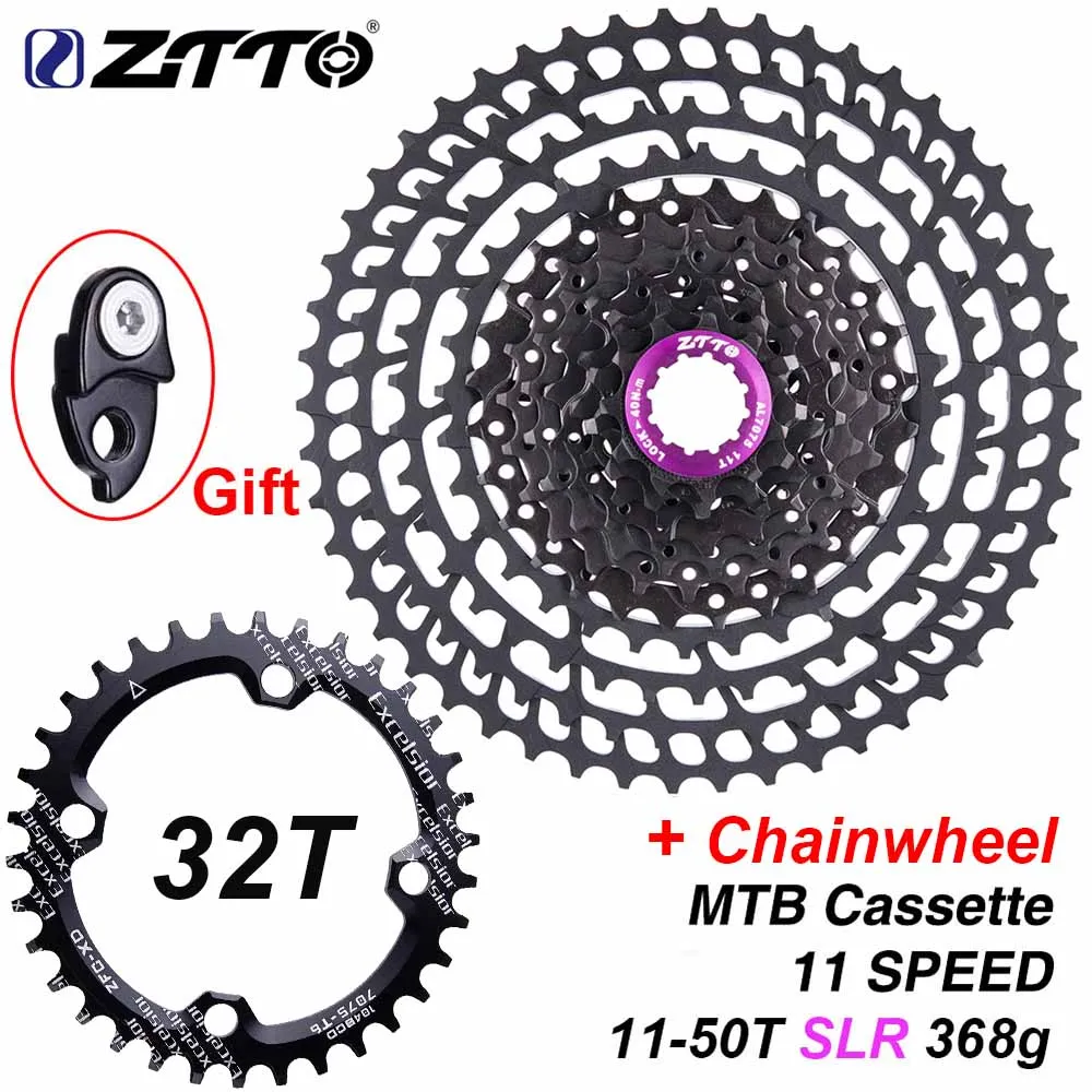 Ztto MTB 11 скоростной SLR 11-50T велосипедная кассета 11s Сверхлегкий ЧПУ красочные звездочки для горного велосипеда HG Hub XX1 gx m9000 - Цвет: 32T 11s50t Black