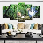 Модульные картины на холсте HD с принтом, домашний декор, гостиная, 5 шт., картины леса, Мой сосед Тоторо, настенные картины