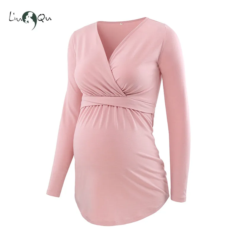 Женская одежда с длинным рукавом для кормления грудью Одежда беременных V