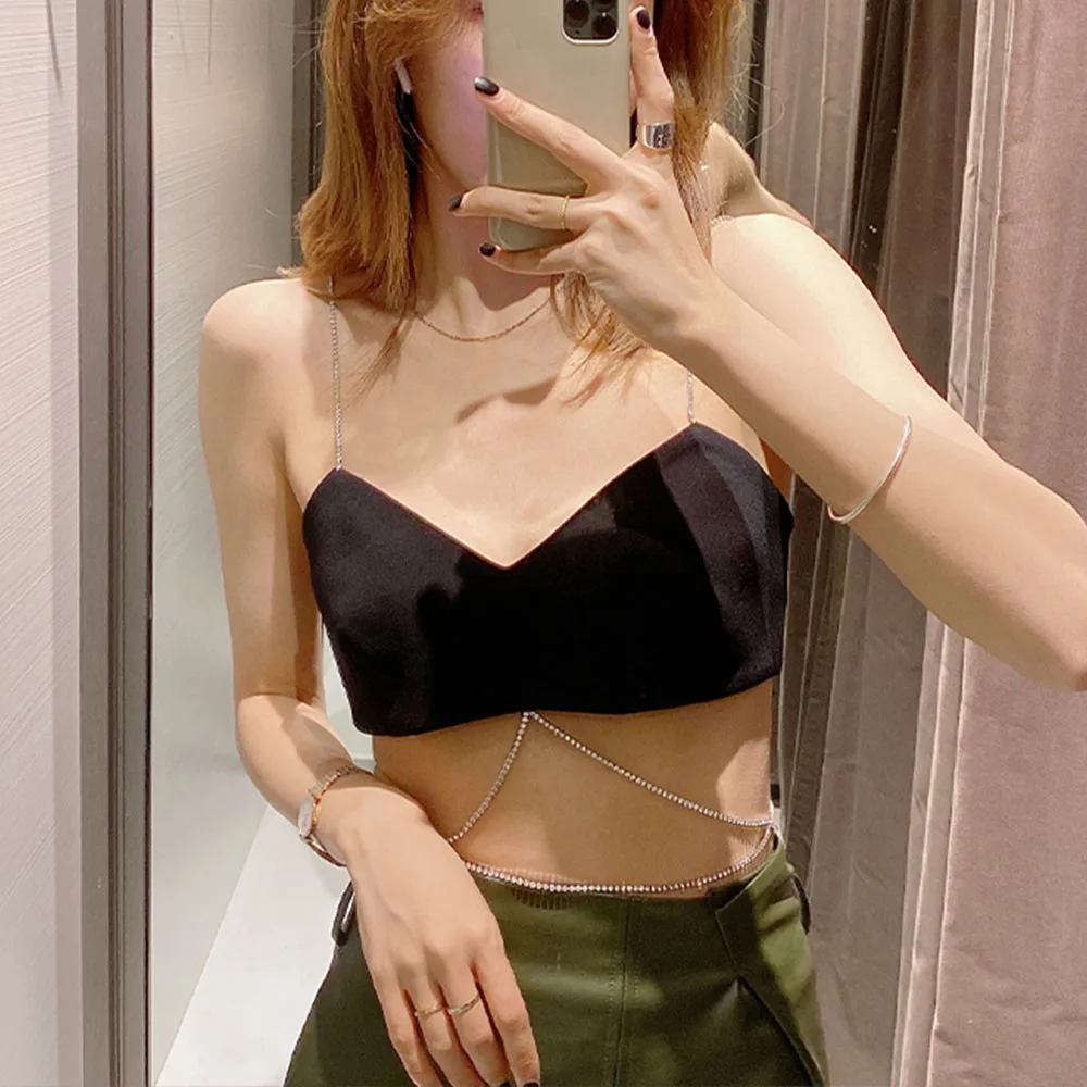 

2021 New Flash Diamond Diamond Chain Top Suspenders Woman Fashion Sexy Vest Top