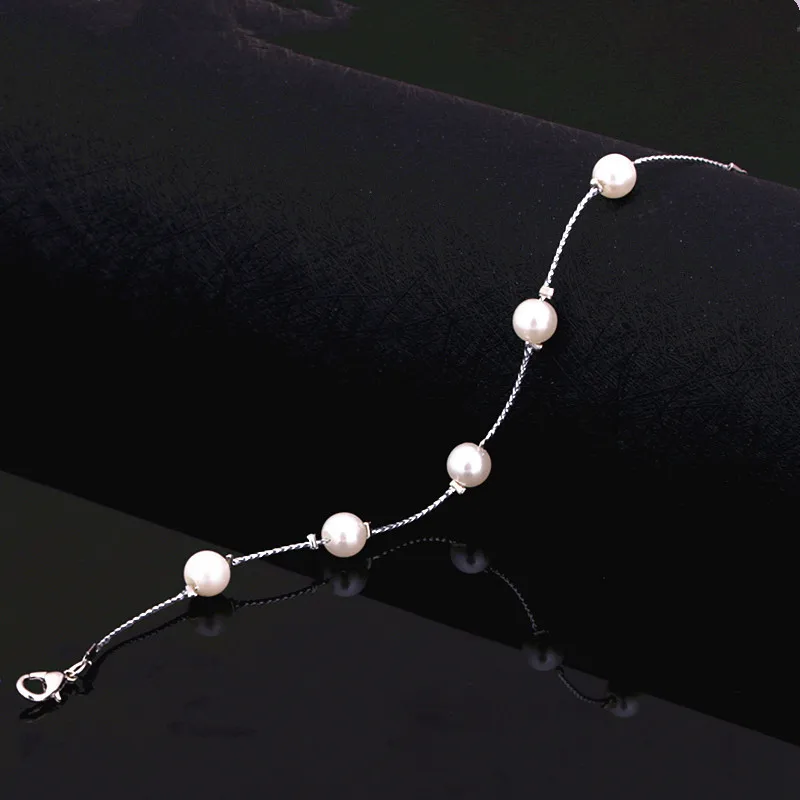 Серебряная цепочка ювелирное изделие имитация 6 мм жемчужная колье ожерелье