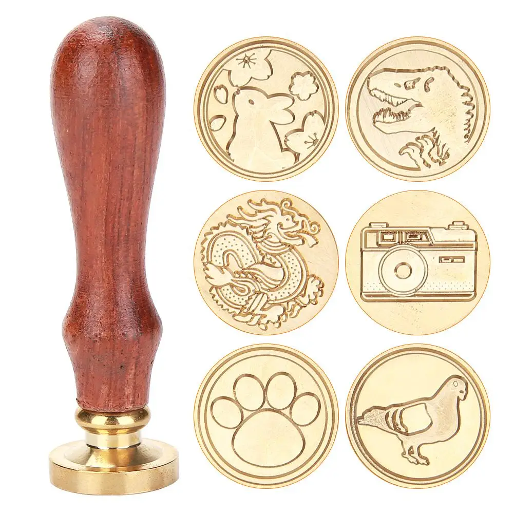 

DIY Romantic Wax Stamp Classic Seal Retro Wedding Wooden Customs Animal Girl Letter Envelope Crafts Sealing Tools