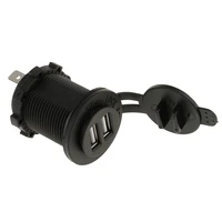 BLACK Dual USB Port Charger Socket 12V for Motorcycle Car 4 2A Waterproof
