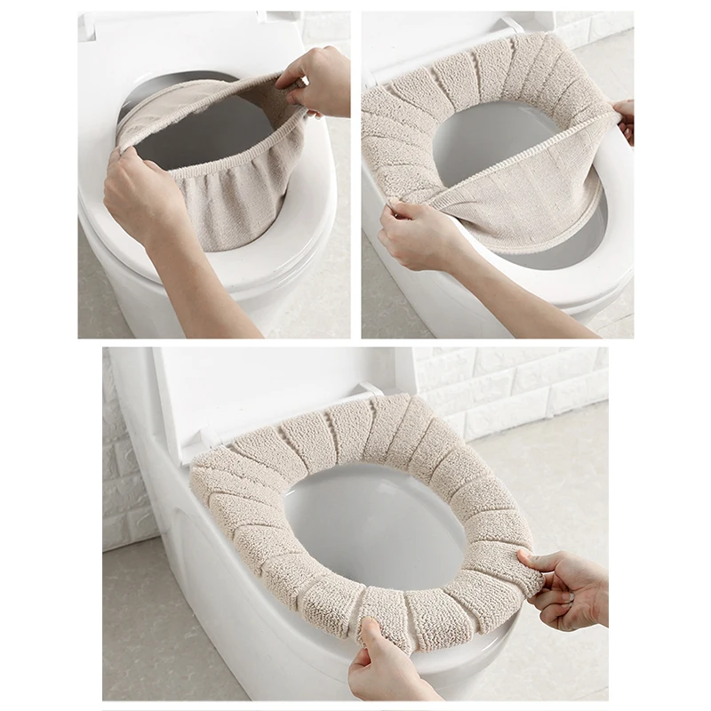 

Hot Sale Comfortable Velvet Coral Bathroom Toilet Seat Cover Winter Toilet Cover Household Closestool Mat Seat Case Lid Cover