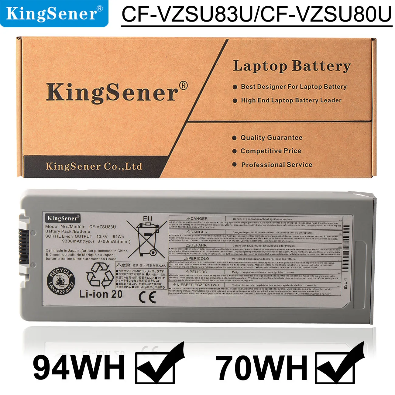 

KingSener 10.8V 70Wh CF-VZSU80U CF-VZSU82U CF-VZSU83U Laptop Battery For Panasonic Toughbook CF-C2 Series Notebook 94WH