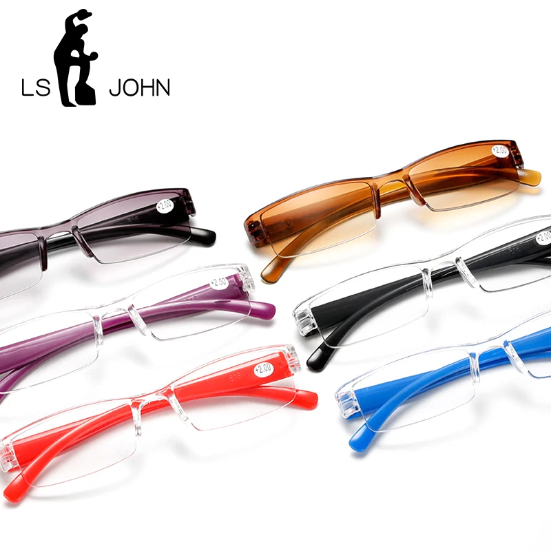 LS JOHN Square TR90 Reading Glasses Rimless Men Women Ultra-light Frameless Spectacles+1.5 +2.0 +2.5 +3.0 +3.5 +4.0 | Аксессуары для