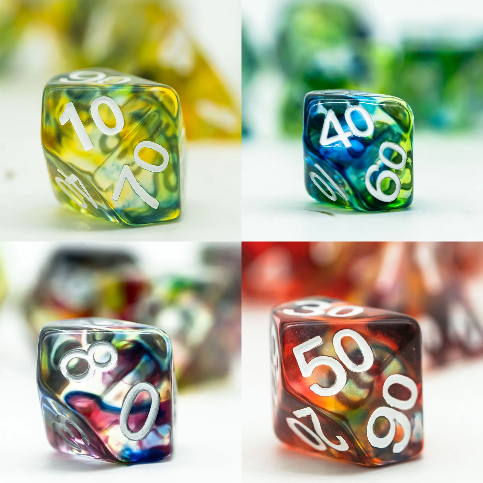Poludie 7Pcs/Set New Dice Set D4~D20 Imitation Coloured Glaze Polyhedral RPG for Role-Playing Board Game ​MTG D&ampD - купить по