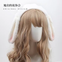 plush rabbit ears beret women japanese original lolita young girl cute painter hat winter keep warm dome hats kawaii beanie