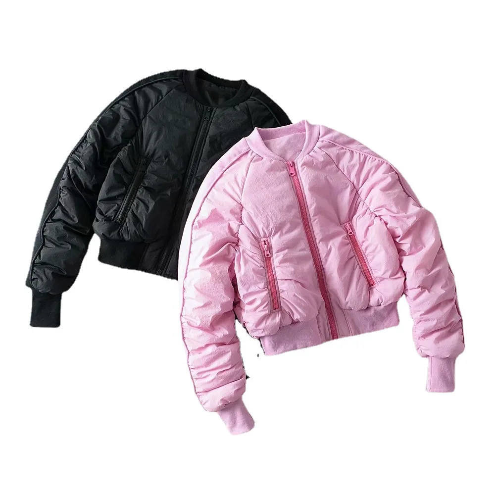 

2021 women's casual cotton jacket fluffy design pleated cotton jacket