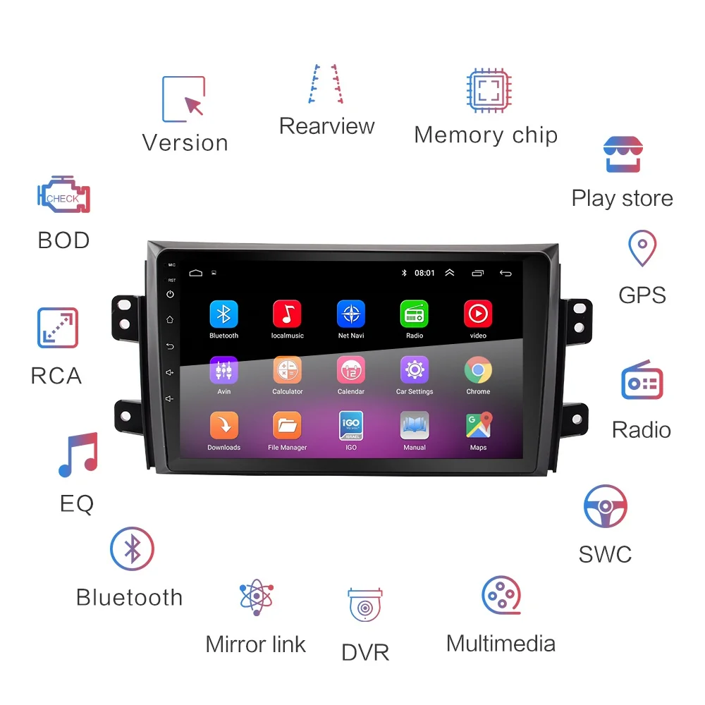 2G+ 32G " 2DIN Android 8,1 GO автомобильный DVD мультимедийный плеер для Suzuki SX4 2006-2012 автомобильный Радио gps навигация WiFi BT плеер 2 Din