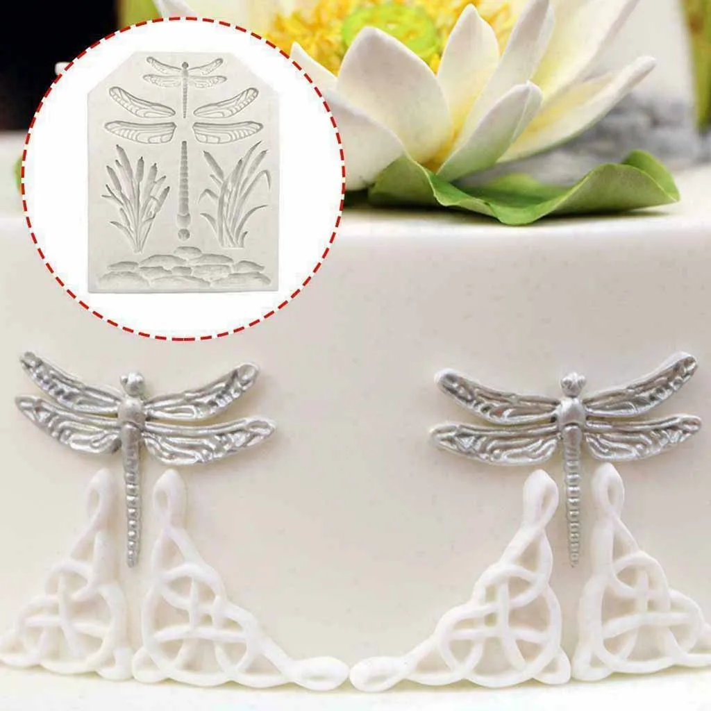 Силиконовые Цветы Стрекоза формы для украшения торта инструменты трава помадка