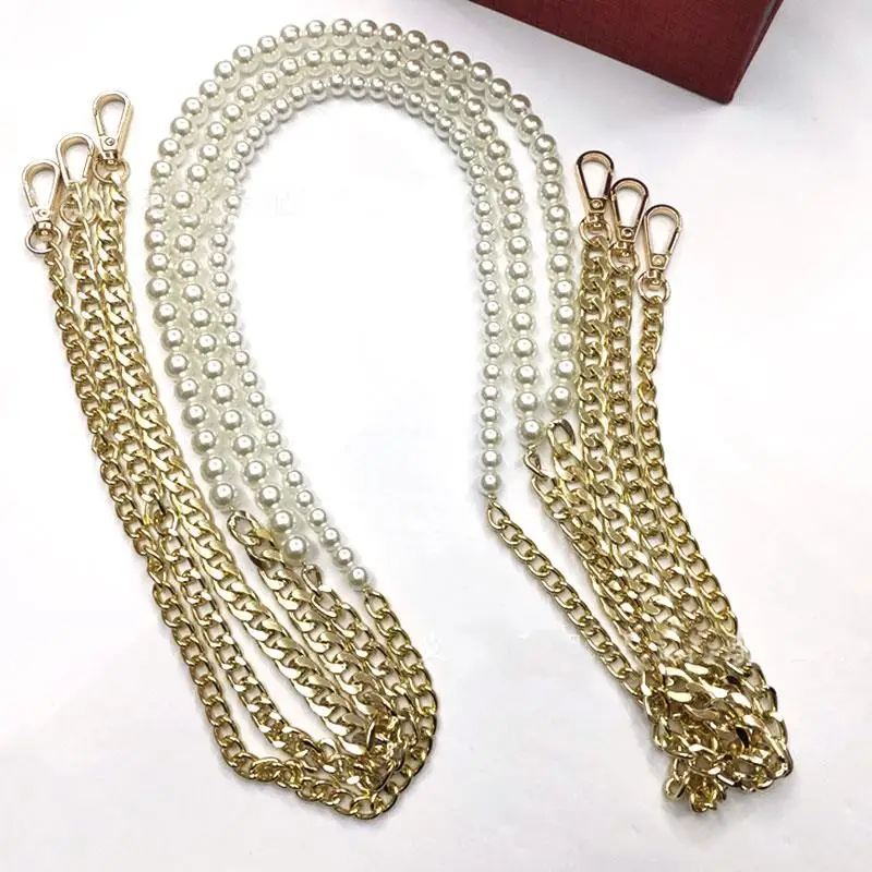 

115 cm Women Imitated Pearl Bag Chain Replacement Long Crossbody Shoulder Bag Strap Handbag Female Handle Belt Bag Parts Chains