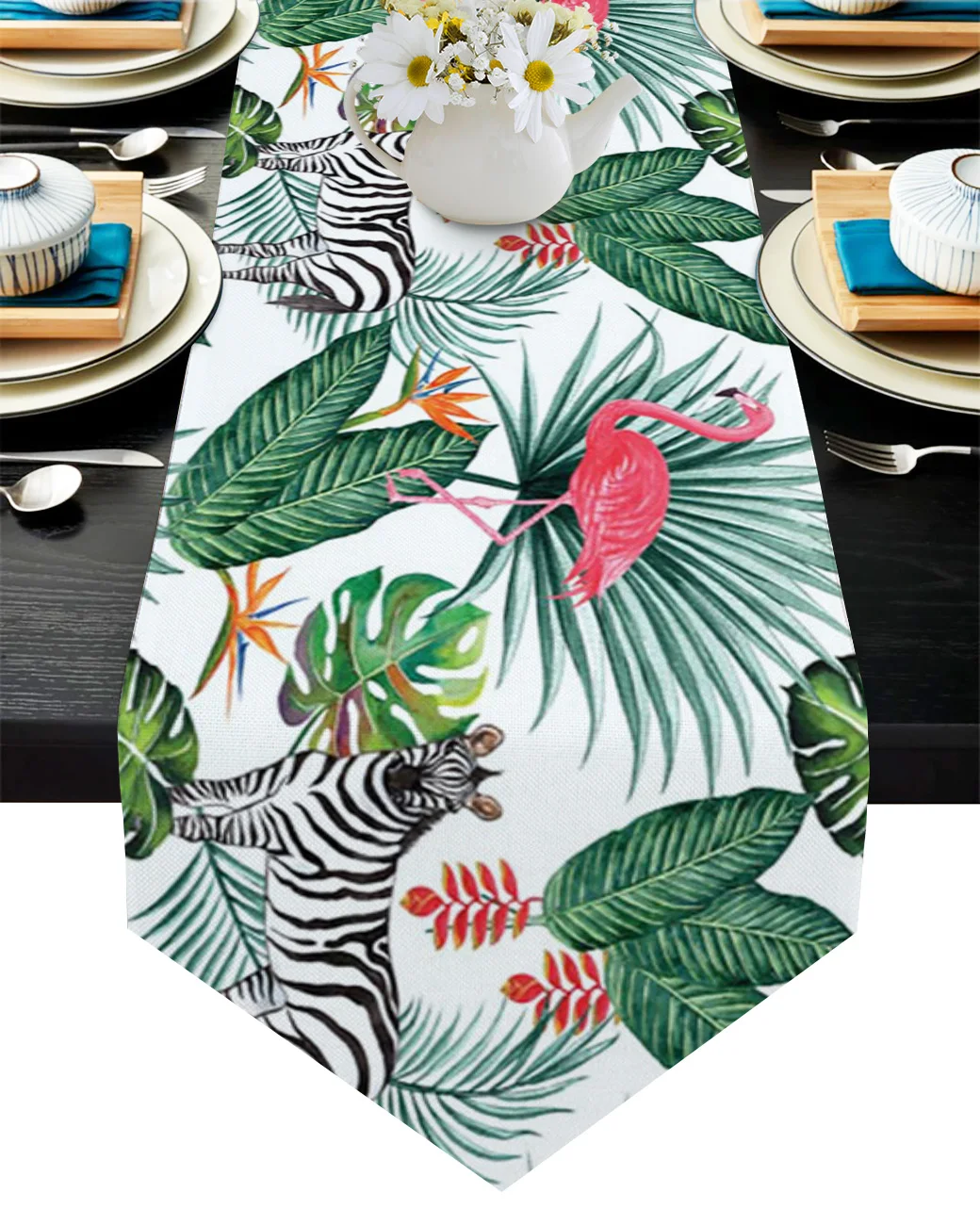 

Современная скатерть в виде зебры, фламинго, тропических джунглей, свадебное украшение для вечерние ринки, украшение для дома, скатерть для ...