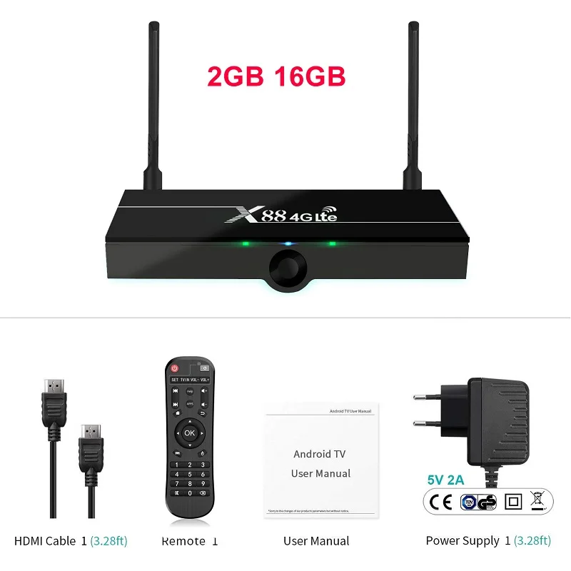 2GB 16GB ТВ-приставка Wechip X88 4G Lte Android 9,0 поддержка 4G Nano SIM карты 2 Гб 16 Гб RK3328 2,4G& 5G двойной Wifi 4K 1080P HD 30 ТВ-приставка - Цвет: 2GB 16GB