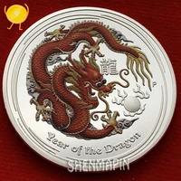 dragon frolicking a pearl commemorative coin china mascot painted dragon 999 silver culture coins collectibles challenge coin