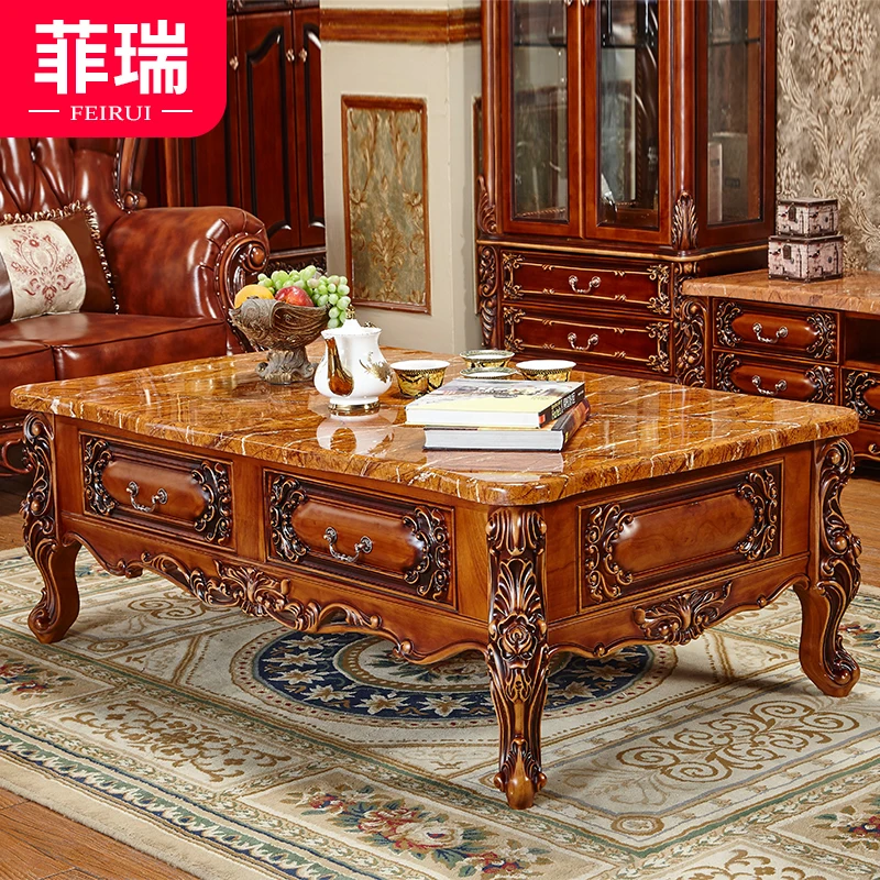 

Американский кофейный столик из твердой древесины с выдвижными ящиками в стиле ретро длинный столик чайный столик мраморный журнальный ст...